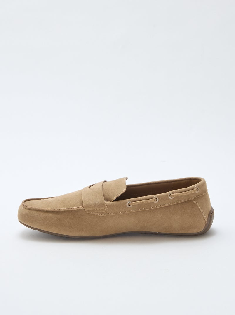 Loafers/bootschoenen van effen suèdine Biege - Kiabi