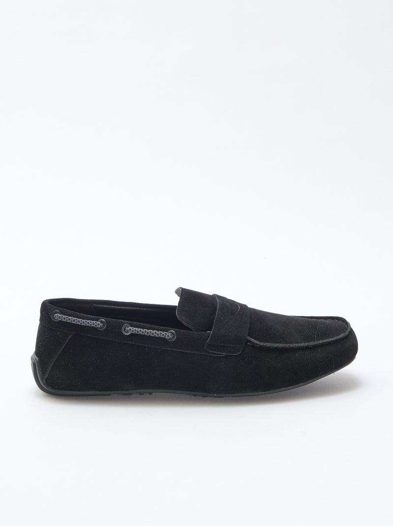 Loafers/bootschoenen van effen suèdine Zwart - Kiabi
