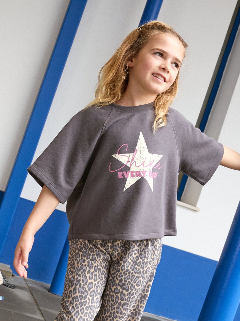 Loose fit-T-shirt met korte mouwen Grijs - Kiabi