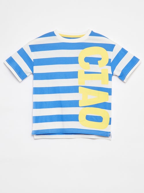 Loose-fit T-shirt met print en korte mouwen Langer achteraan - Kiabi