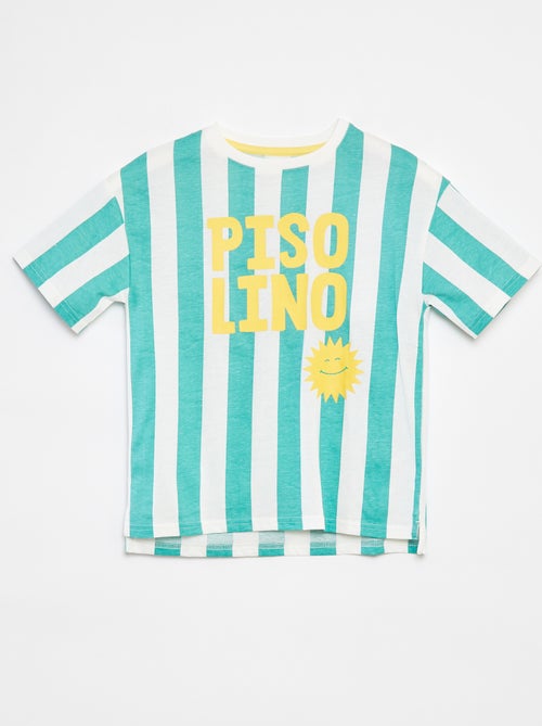 Loose-fit T-shirt met print en korte mouwen Langer achteraan - Kiabi