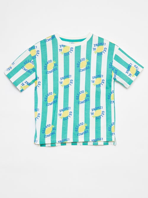 Loose-fit T-shirt met print en korte mouwen Langer achteraan - Kiabi
