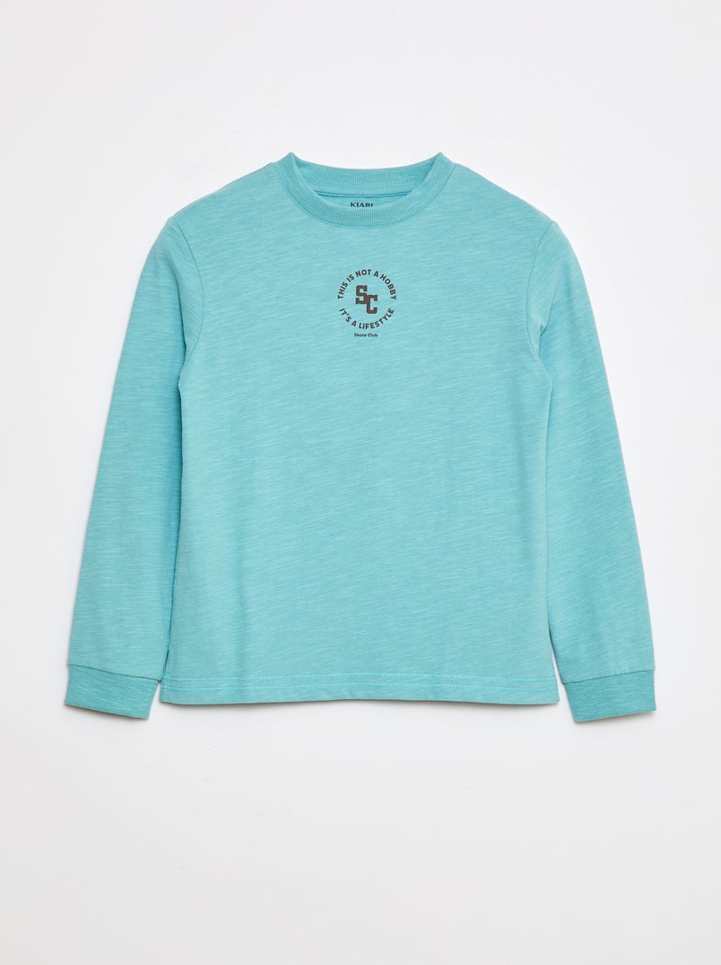 Loose-fit T-shirt met skateprint Blauw - Kiabi
