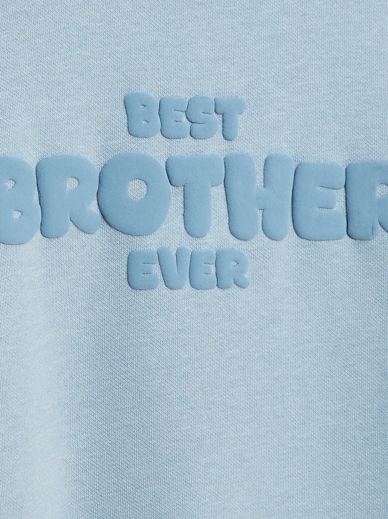 Loose sweater met "brother"-motief Blauw - Kiabi