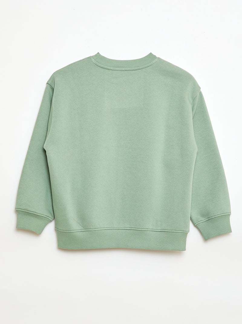Loose sweater met "brother"-motief Groen - Kiabi