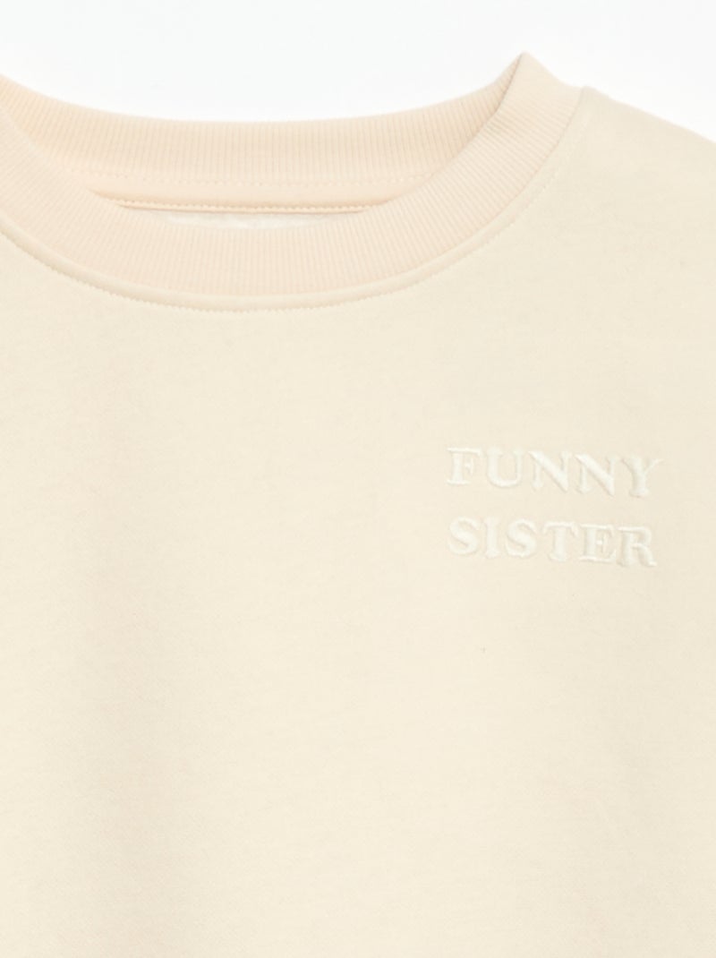 Loose sweater met "sister"-motief Biege - Kiabi