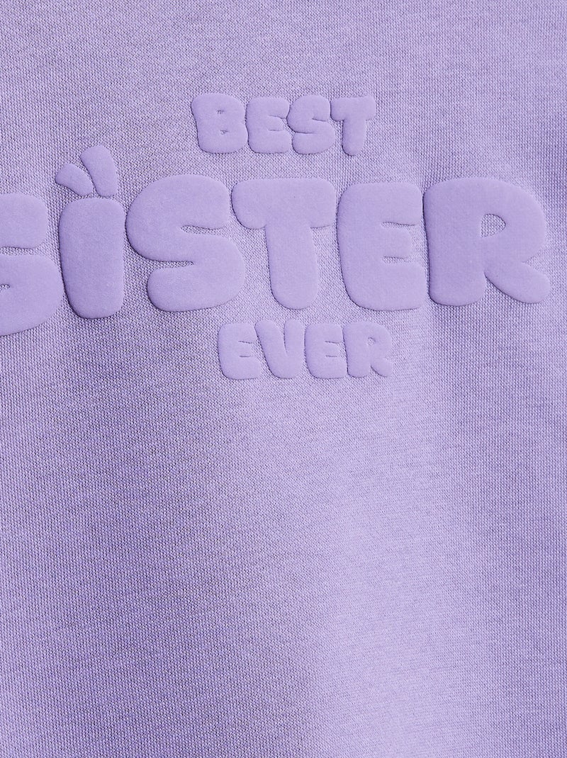 Loose sweater met "sister"-motief Paars - Kiabi