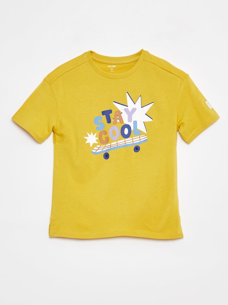 Losvallend T-shirt met applicatie - Grafik Edition Geel - Kiabi