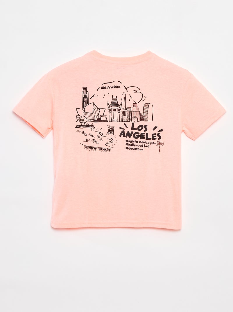Losvallend T-shirt met borstzakje ORANJE - Kiabi