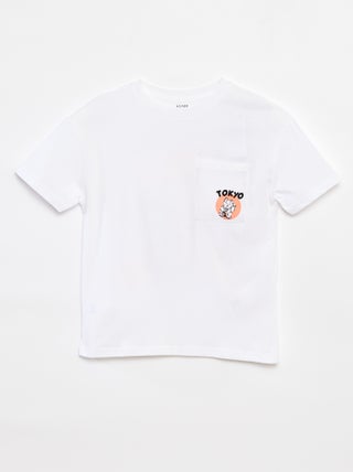 Losvallend T-shirt met borstzakje