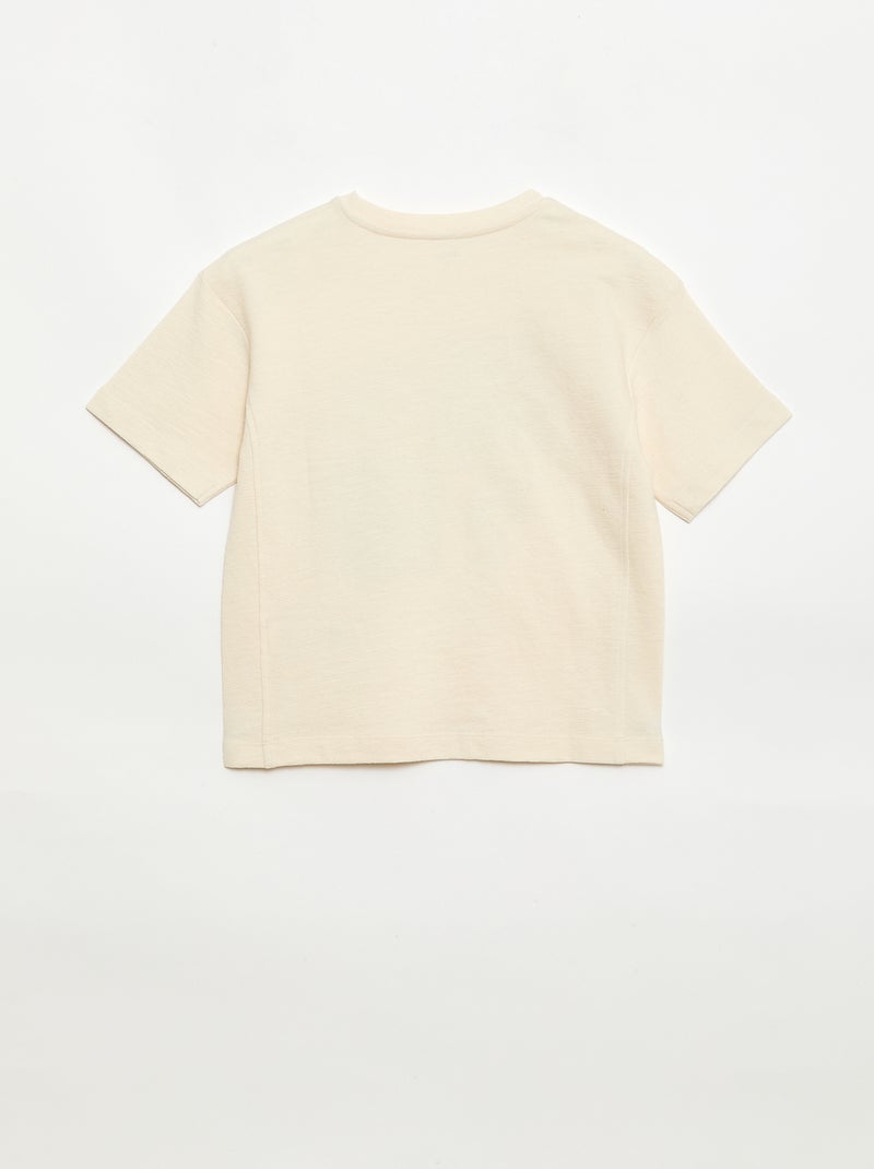 Losvallend T-shirt met korte mouwen en print Biege - Kiabi