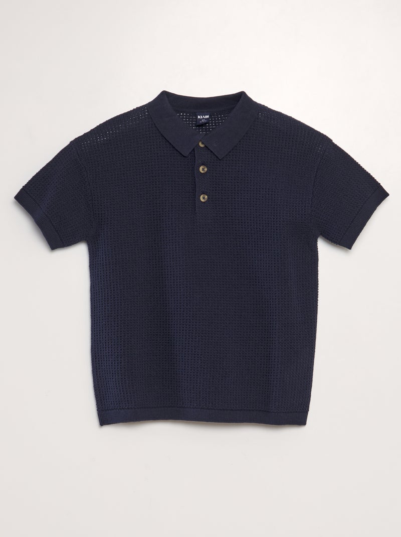 Losvallende polo van tricot BLAUW - Kiabi