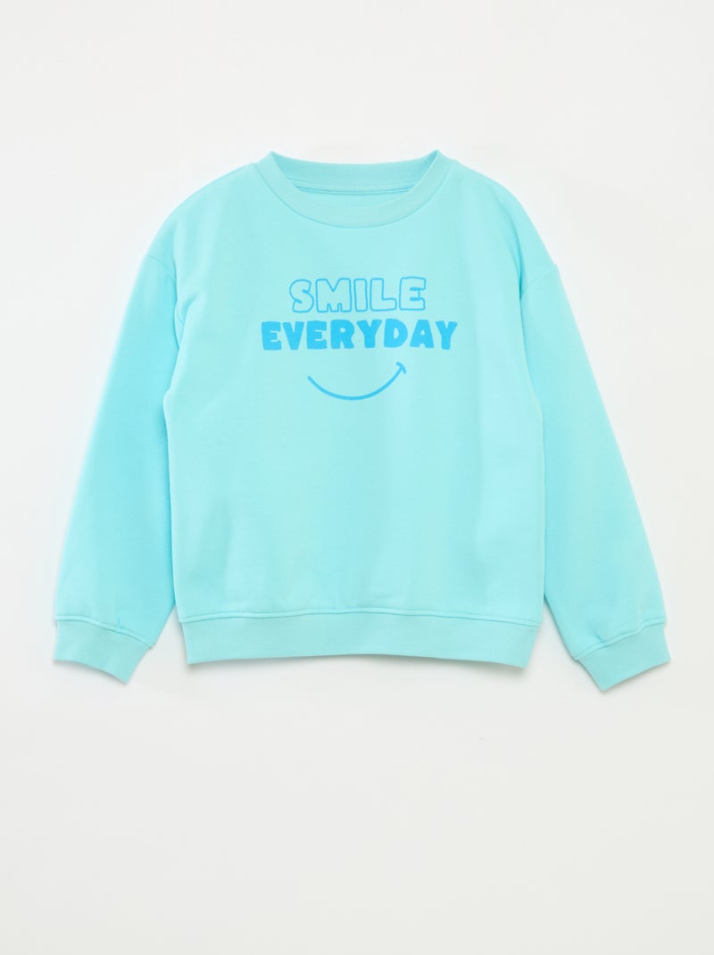 Losvallende sweater met print Blauw - Kiabi
