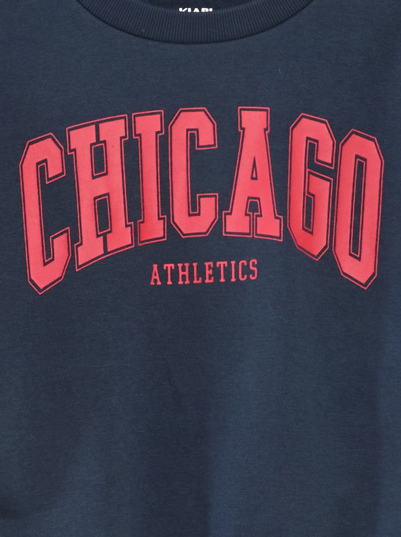 Losvallende sweater met print Blauw - Kiabi