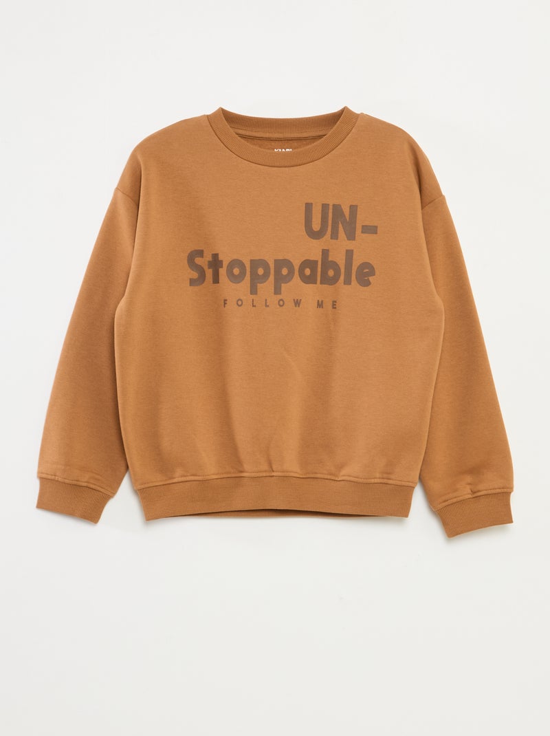 Losvallende sweater met print Bruin - Kiabi