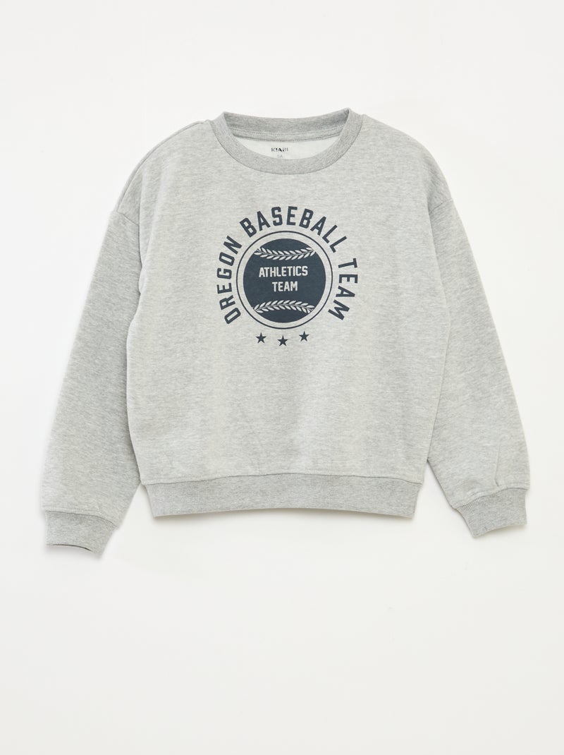 Losvallende sweater met print Grijs - Kiabi