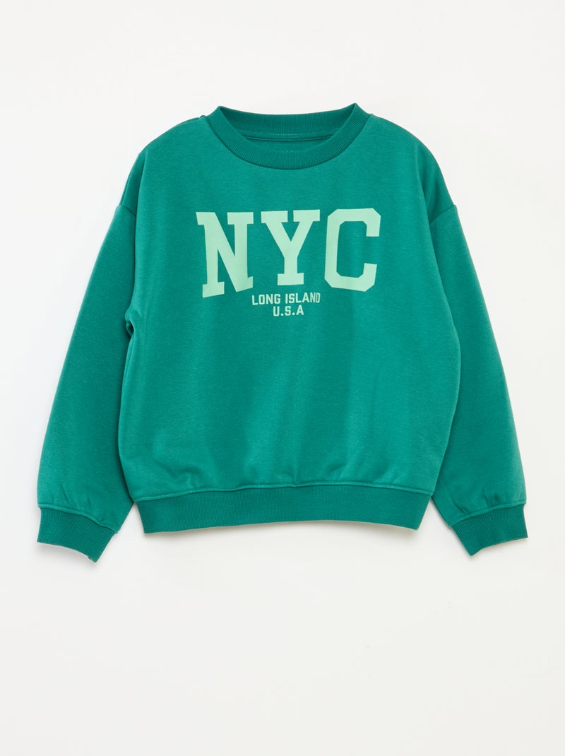 Losvallende sweater met print Groen - Kiabi