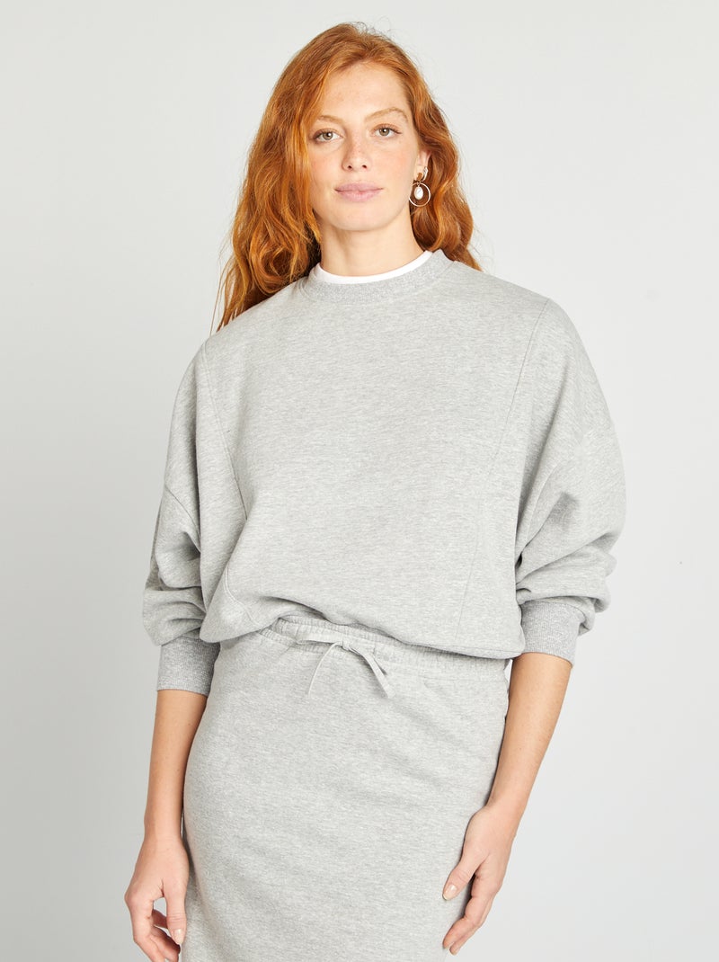 Losvallende sweater met ronde hals GRIJS - Kiabi