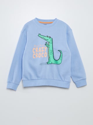 Losvallende sweater met ronde kraag in french terry