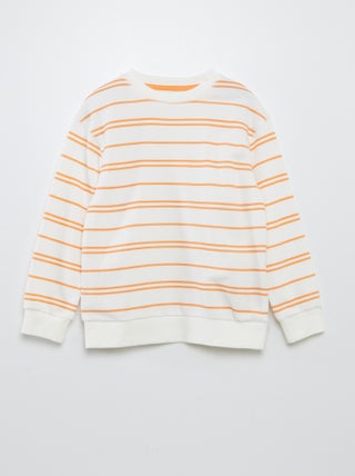 Losvallende sweater met ronde kraag in french terry