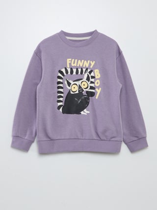 Losvallende sweater met ronde kraag in french terry