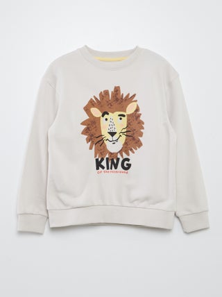 Losvallende sweater met ronde kraag in french terry