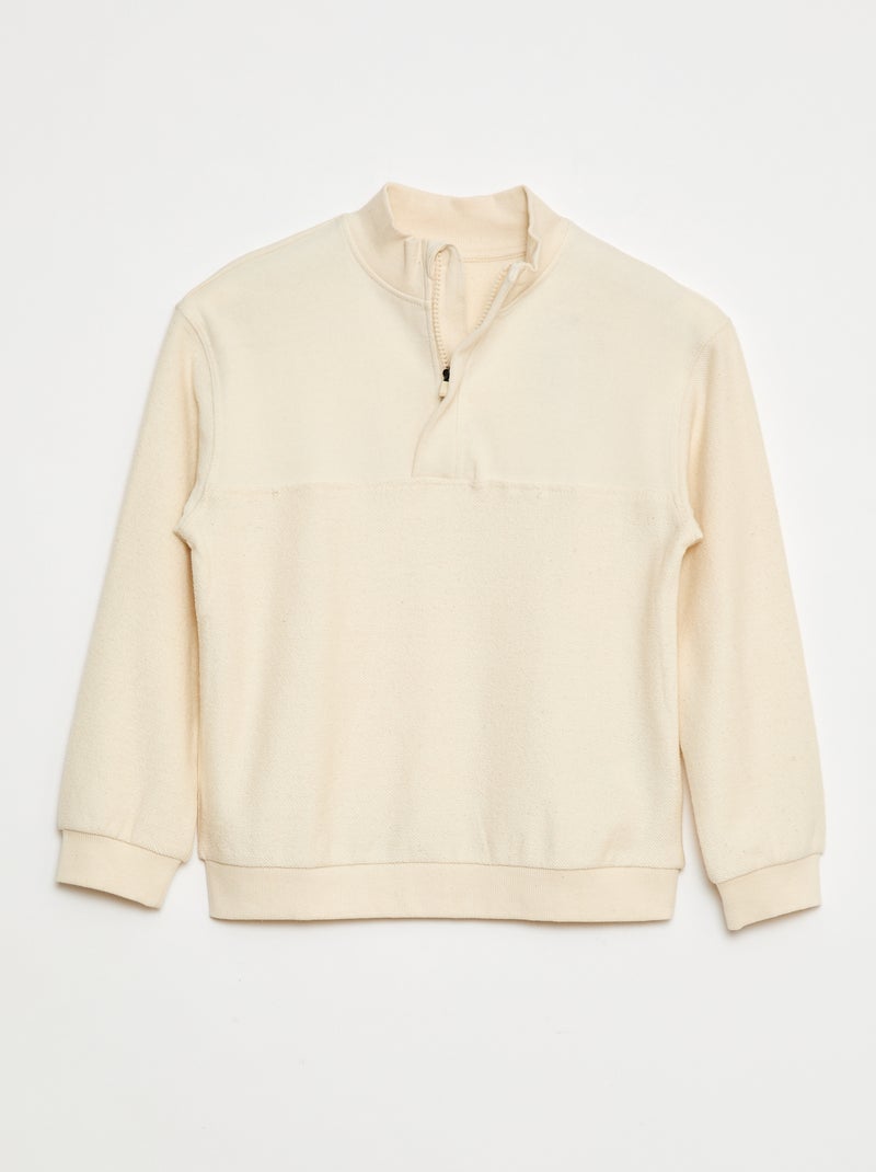 Losvallende sweater met schipperskraag Biege - Kiabi