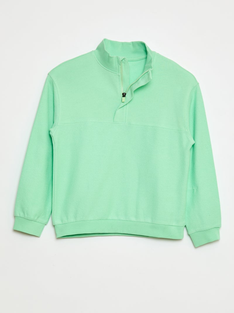 Losvallende sweater met schipperskraag Groen - Kiabi