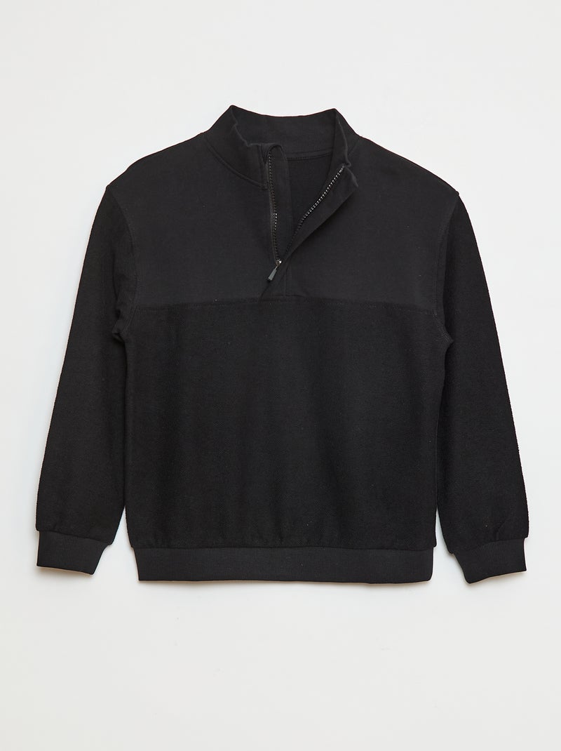 Losvallende sweater met schipperskraag Zwart - Kiabi