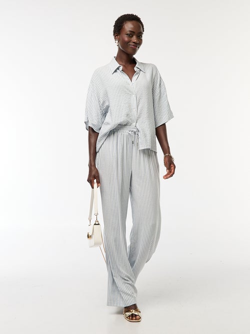 Luchtige broek met strepen en wijde pijpen - Kiabi