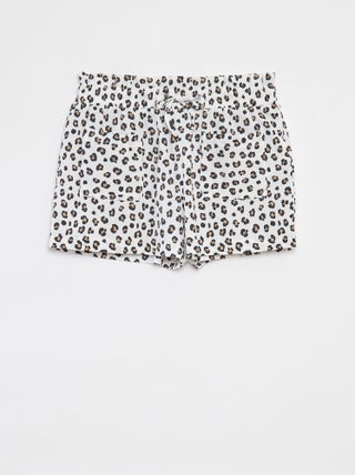 Luchtige short met wafeltextuur