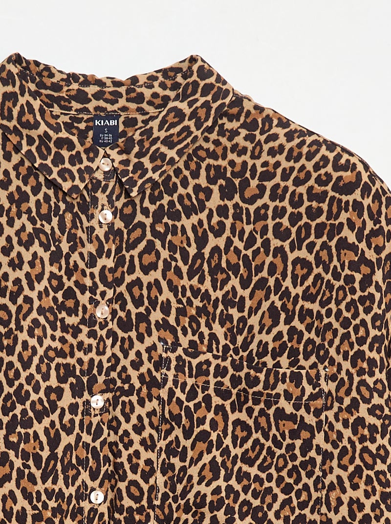 Luipaardblouse - gemakkelijk aan te trekken collectie Biege - Kiabi