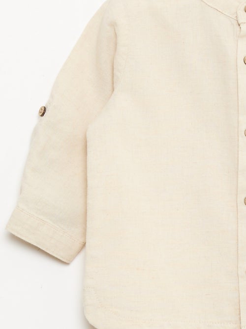 Mao-kraag hemd met oprolbare mouwen - Kiabi