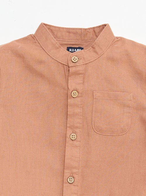 Mao-kraag hemd met oprolbare mouwen - Kiabi