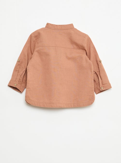 Mao-kraag hemd met oprolbare mouwen - Kiabi