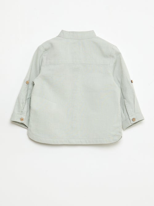 Mao-kraag hemd met oprolbare mouwen - Kiabi