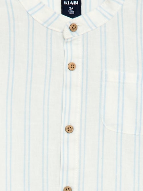 Mao-kraag hemd met oprolbare mouwen - Kiabi