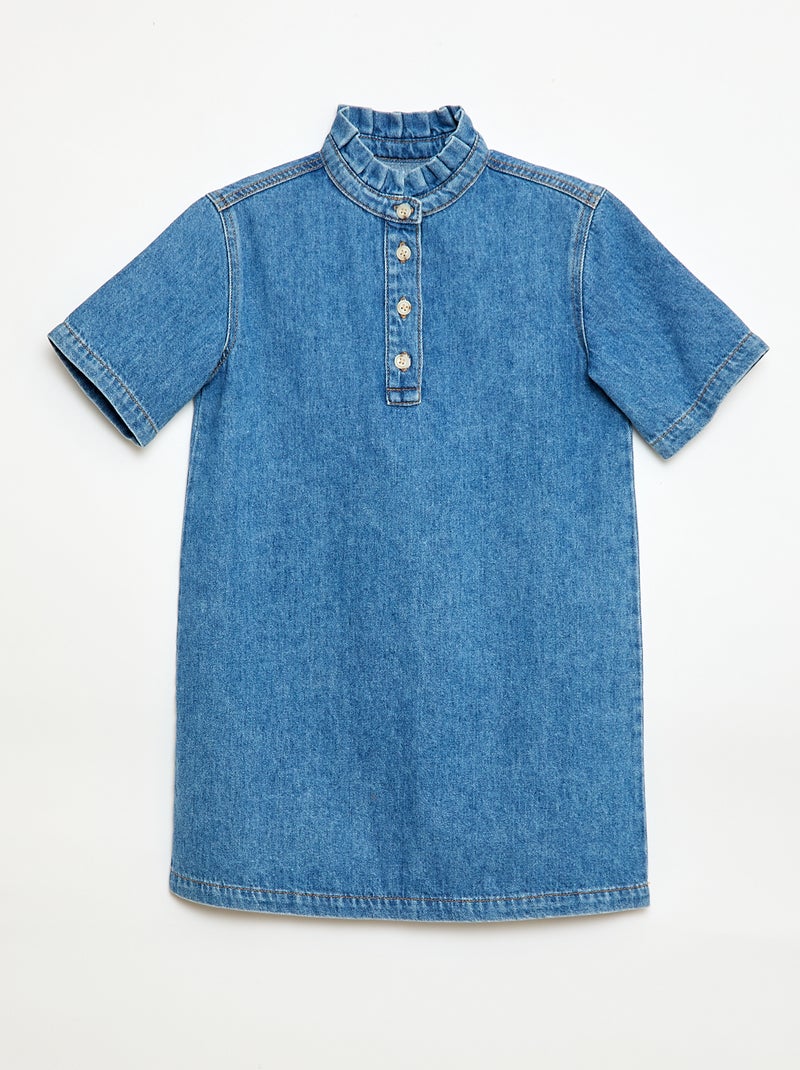 Mao-kraag jurk van denim Blauw - Kiabi