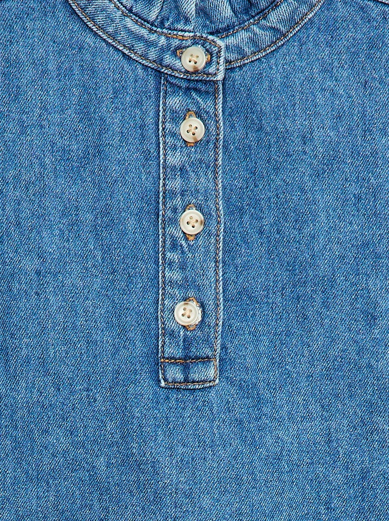 Mao-kraag jurk van denim Blauw - Kiabi