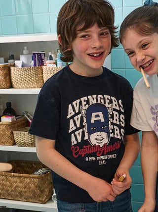 'Marvel'-T-shirt met print en korte mouw