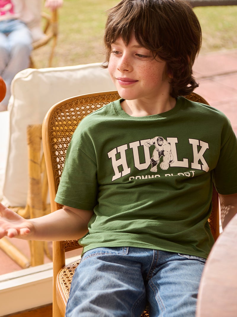 'Marvel'-T-shirt met print en korte mouw Groen - Kiabi