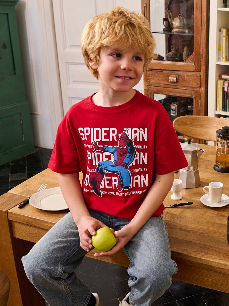 'Marvel'-T-shirt met print en korte mouw Rood - Kiabi