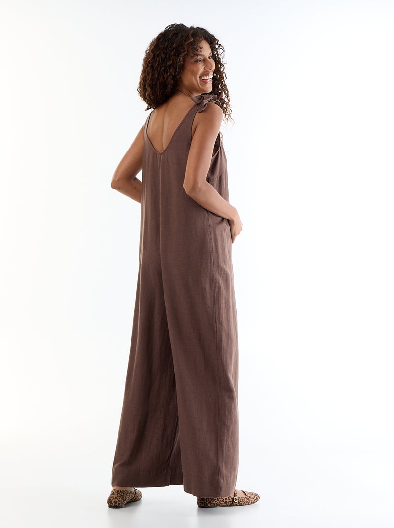 Maternity jumpsuit van linnenmix Bruin - Kiabi