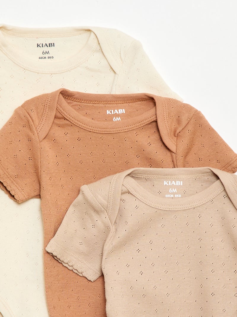 Meegroeirompertjes van effen tricot - 3-pack Biege - Kiabi
