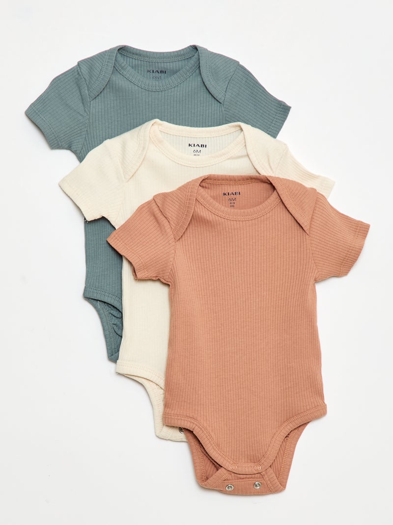Meegroeirompertjes van effen tricot - 3-pack Biege - Kiabi