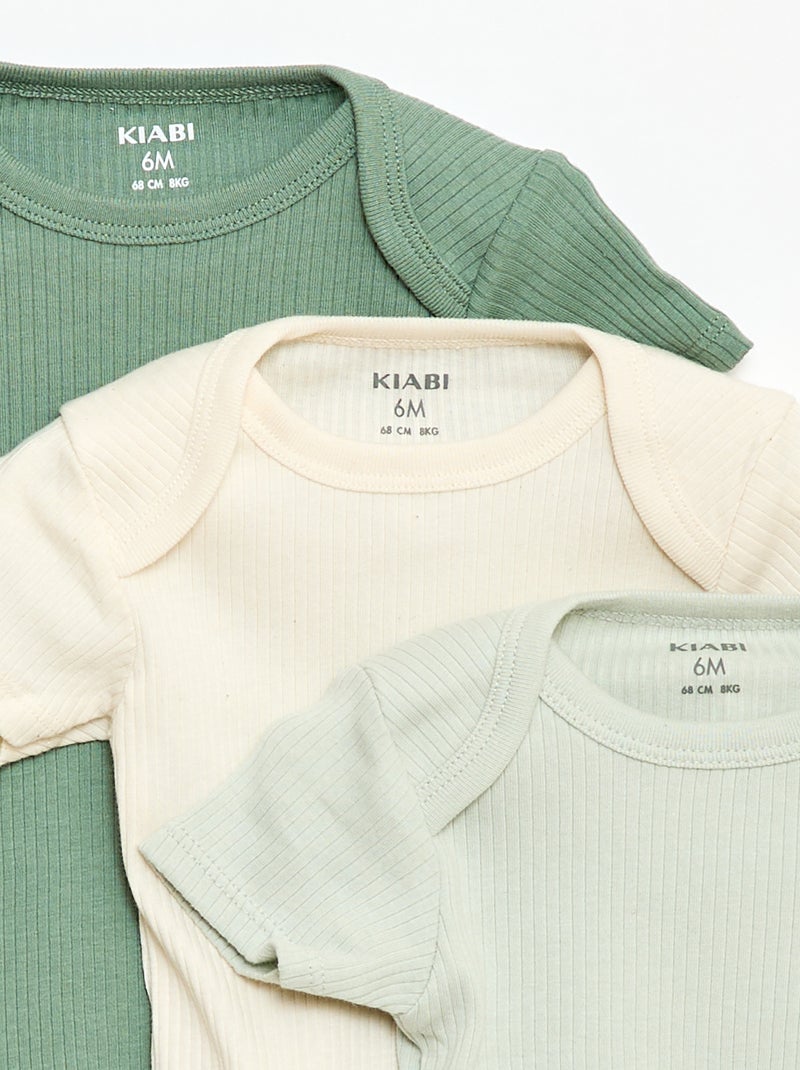 Meegroeirompertjes van effen tricot - 3-pack Groen - Kiabi
