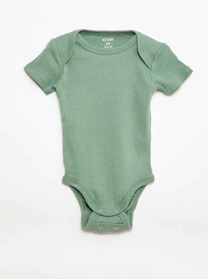 Meegroeirompertjes van effen tricot - 3-pack Groen - Kiabi