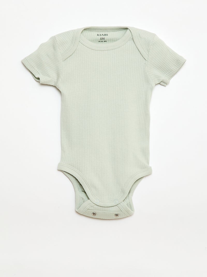 Meegroeirompertjes van effen tricot - 3-pack Groen - Kiabi