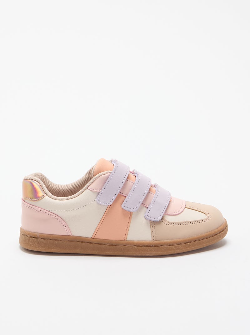Meerkleurige sneakers met klittenband Biege - Kiabi
