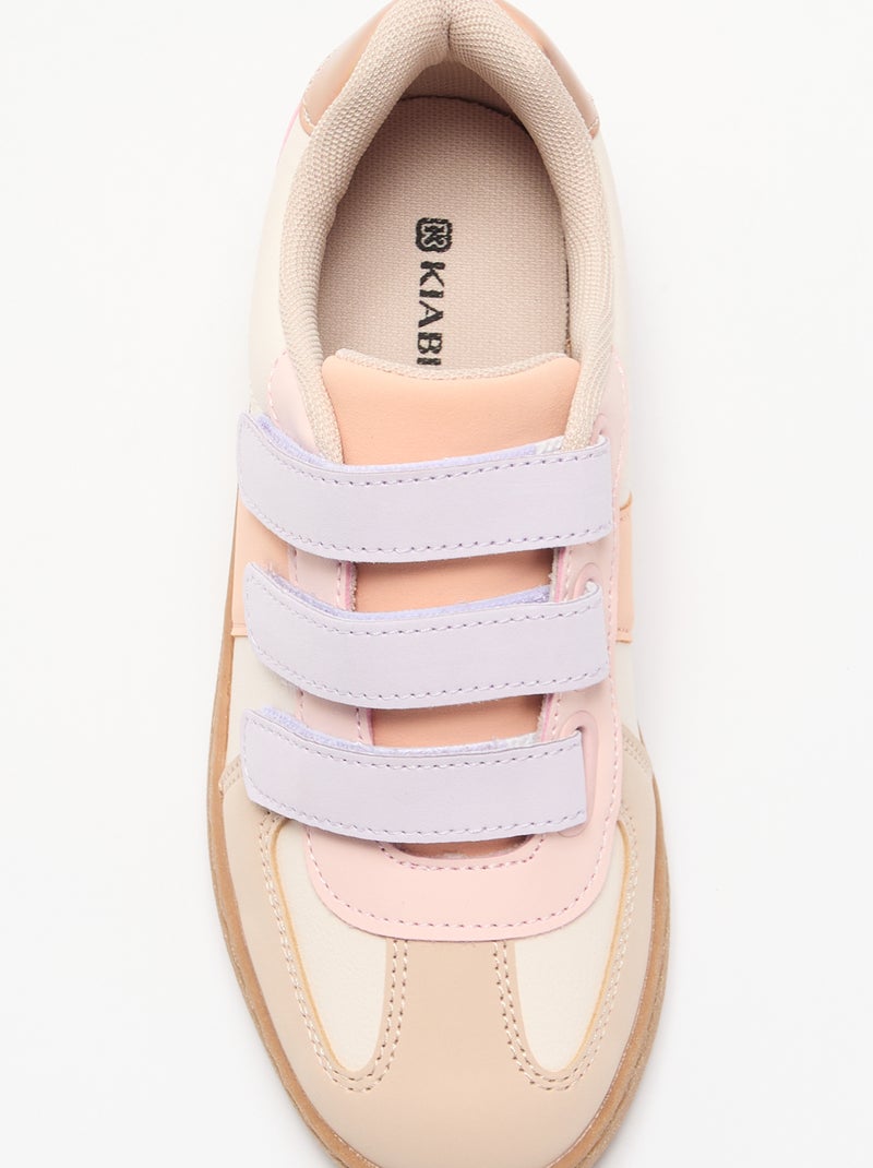 Meerkleurige sneakers met klittenband Biege - Kiabi